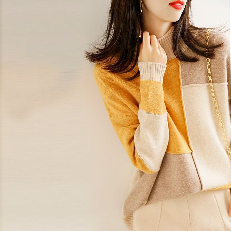 Paneled Shift Long Sleeve Casual Sweater