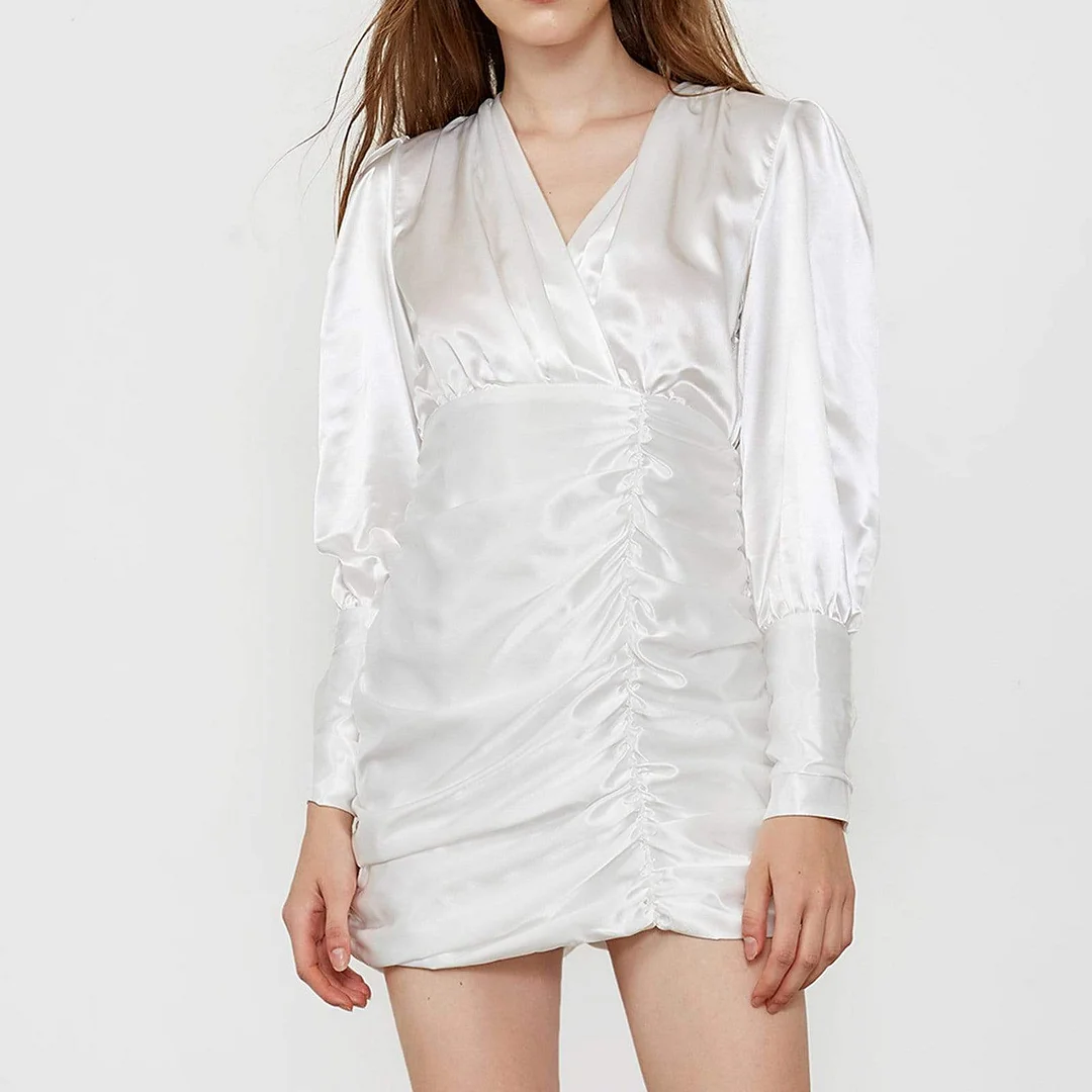 Lela White V-Neck Mini Dress