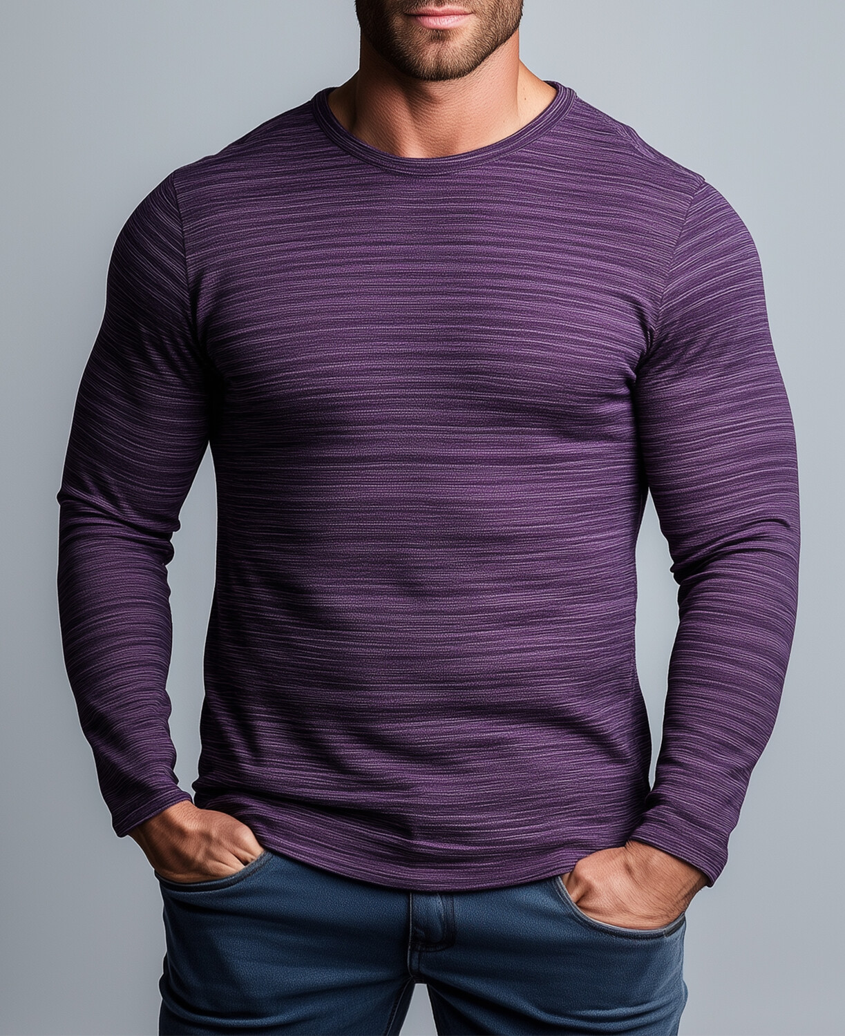 Okaywear Casual Crew Neck Long Sleeve T-Shirt