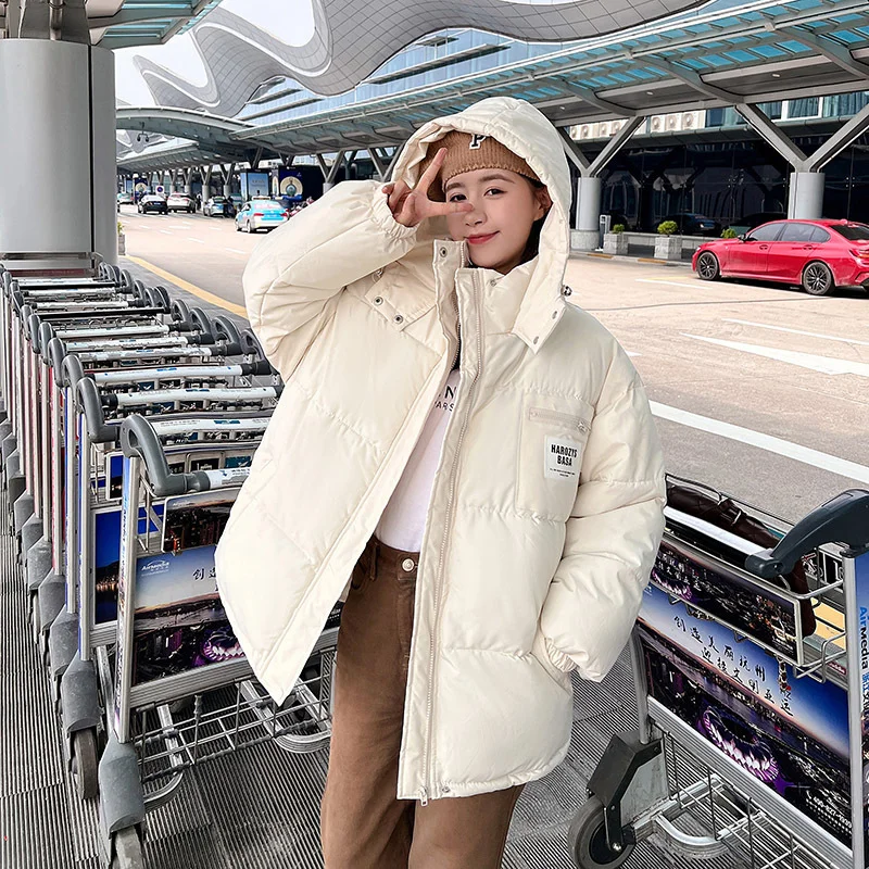 Toloer Pink Cotton-Padded Jacket Down Cotton Jacket Female Winter 2024 New Short Student Cotton-Padded Jacket Korean Version Add Thick Bread Coat-Outfit Ideas