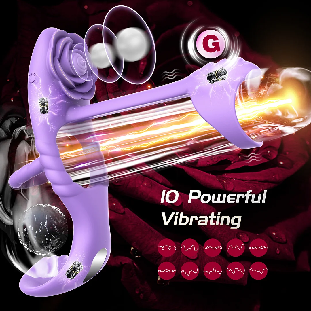 Newly Vibrating Cock Ring 3 Motors Rose Couples Sex Toys