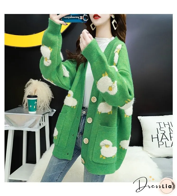 Christmas Gift HSA Women Winter Knit Sweater Coat Neck Sheep Cardigans Sweaters Warm