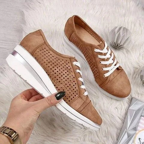 Spring Casual Women's Vintage Lace-Up Canvas Sneakers