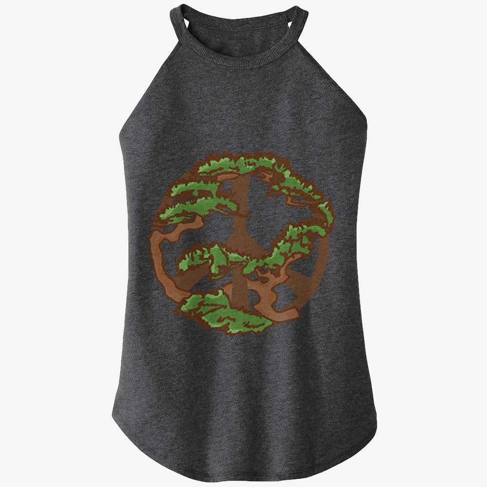 Peace Sign Pine Tree, World Peace Rocker Tank Top