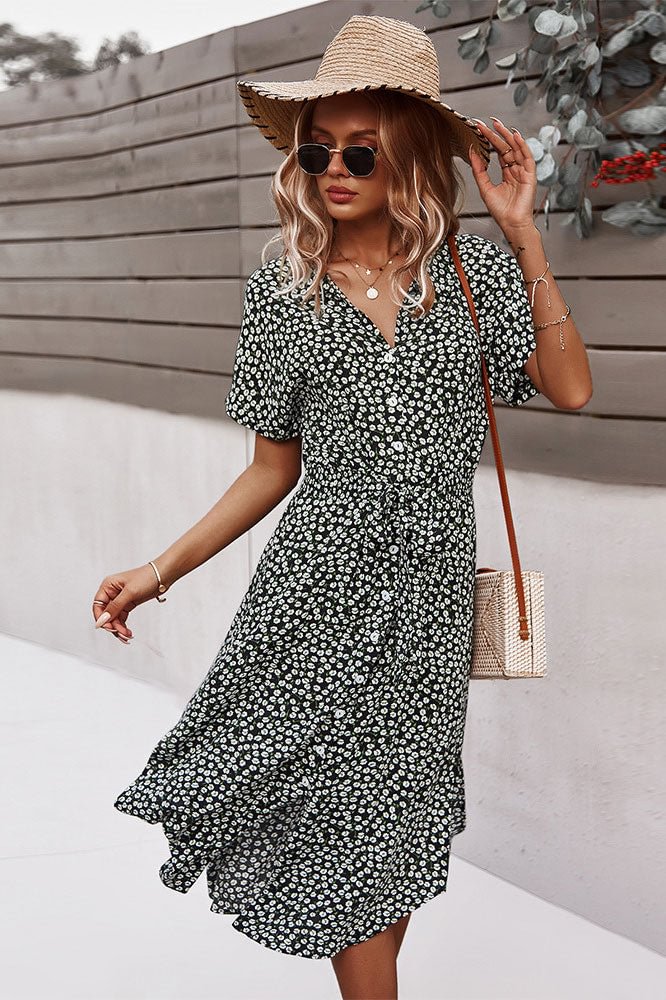 Printed Summer Casual Holiday Style Dress - Life is Beautiful for You - SheChoic