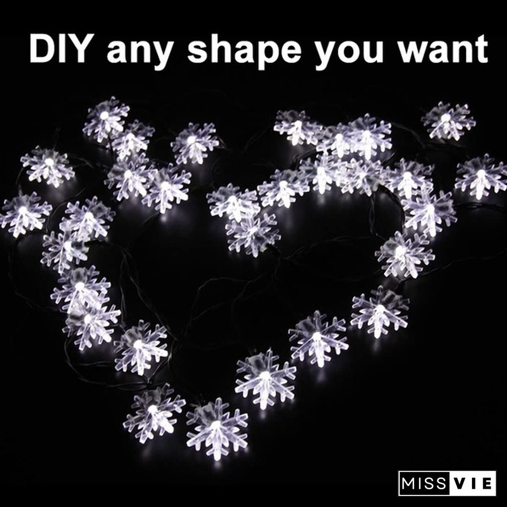 Battery Operated Snowflake Fairy String Lights For Indoor Outdoor Home Bedroom Patio Room