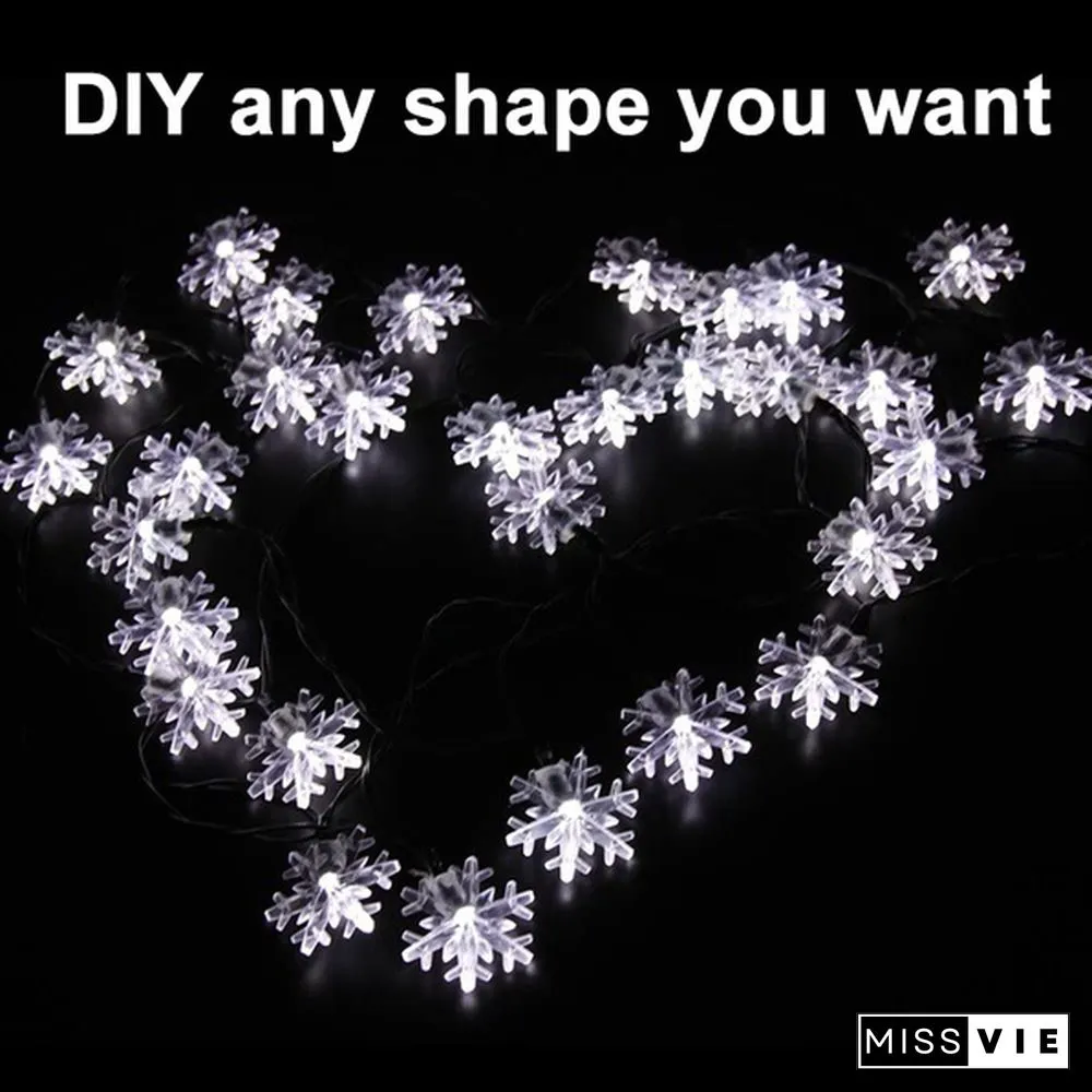 Battery Operated Snowflake Fairy String Lights For Indoor Outdoor Home Bedroom Patio Room