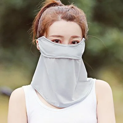 Solid Color Breathable Ice Silk Eye And Neck Protection Mask