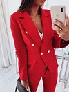 Urban Solid Color Buttoned Long Sleeves Notched Collar Blazer