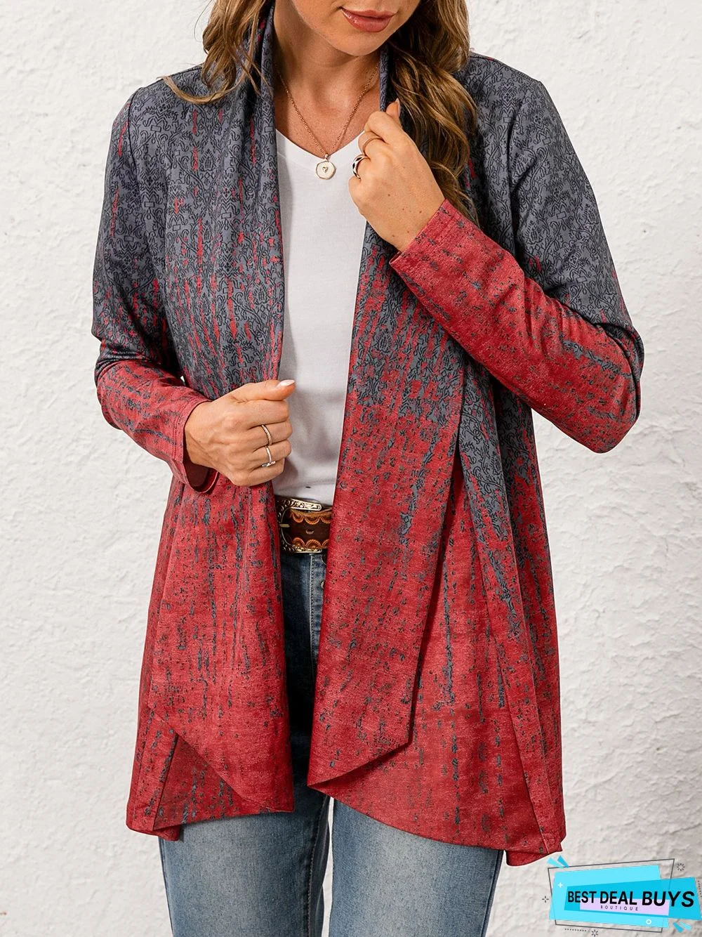 Loose Collarless Casual Cardigan