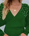 Pearls Decor Batwing Sleeve Sweater