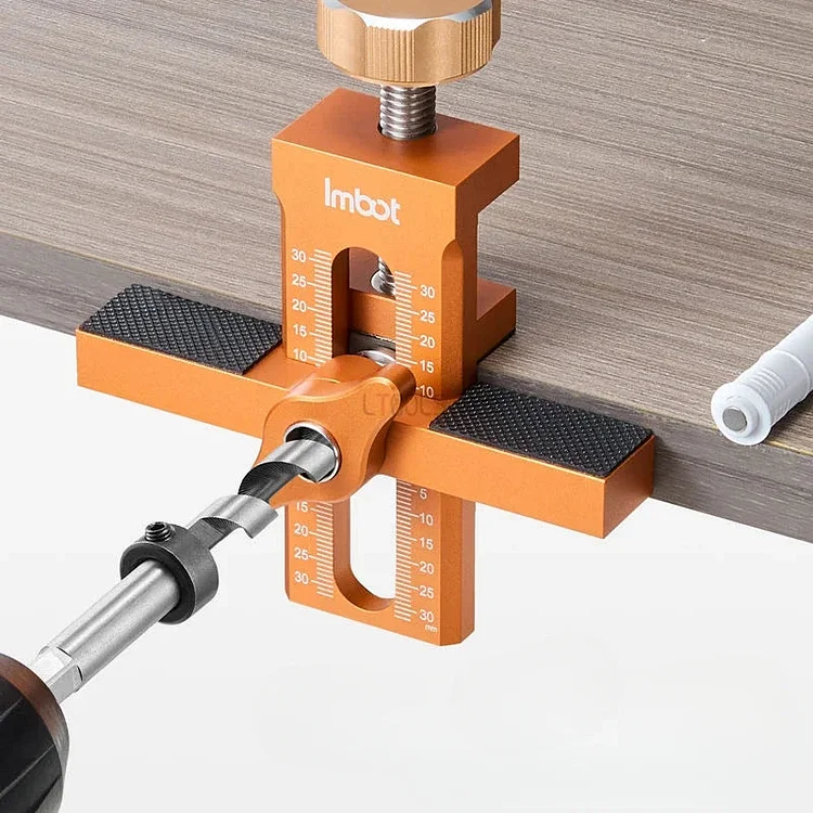 2-in-1 Aluminum Clamp with Quick Drill Locator for Woodworking Installation