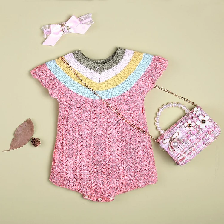  Sweet pink knitted jumpsuit for 22'' reborn baby doll girl - RSDP-Rebornbabypuppen-Rebornbabypuppen.de