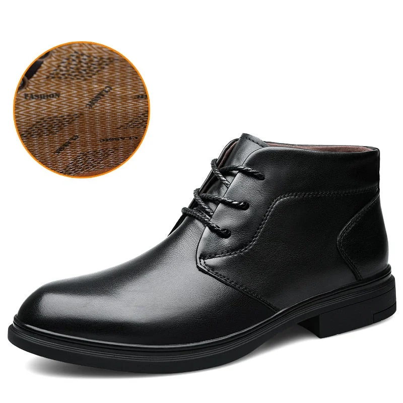 2021 Winter Warm Mens Outdoor Snow Boots Fashion Office Dress Casual Shoes Men Genuine Cow Leather Original Design Botas Hombre