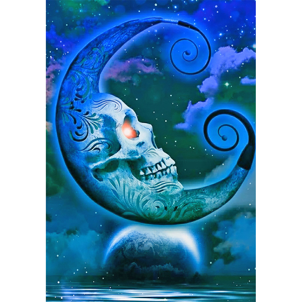 

30*40CM - Round Drill Diamond Painting - Skeleton Moon, 501 Original