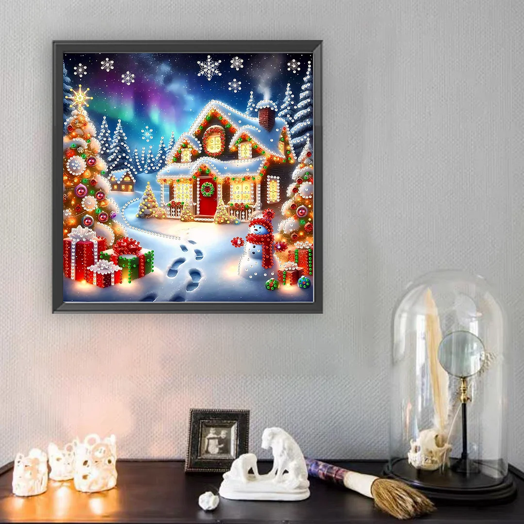 Christmas House - Diamond Painting - Partial Special Shaped Drill(Canvas|30*30cm)