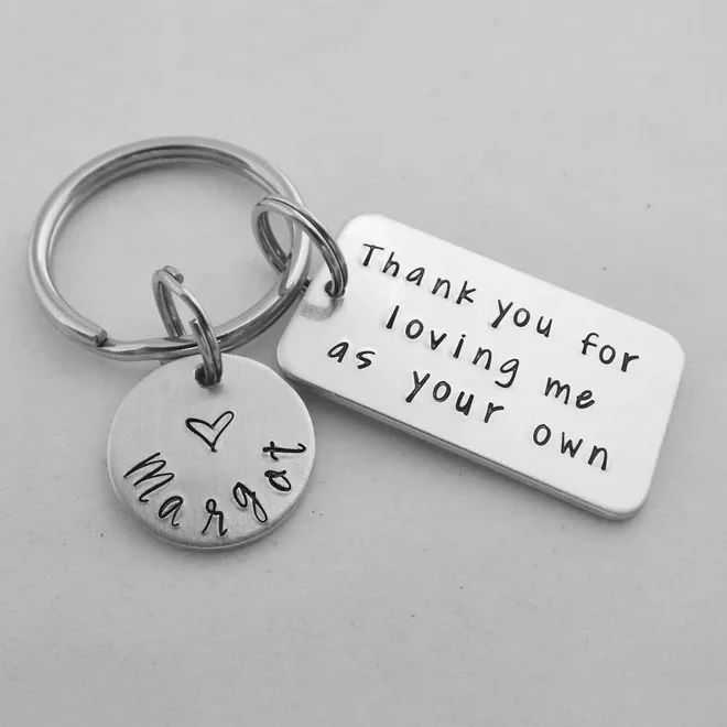 Personalized Name Keychain Mother's Day Gift "Thank You for Loving Me As Your Own"