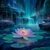 Lotus Falls - Diamond Painting