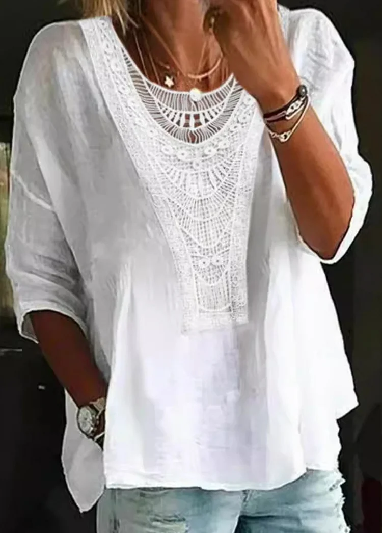 CASUAL LACE STITCHING T-SHIRT