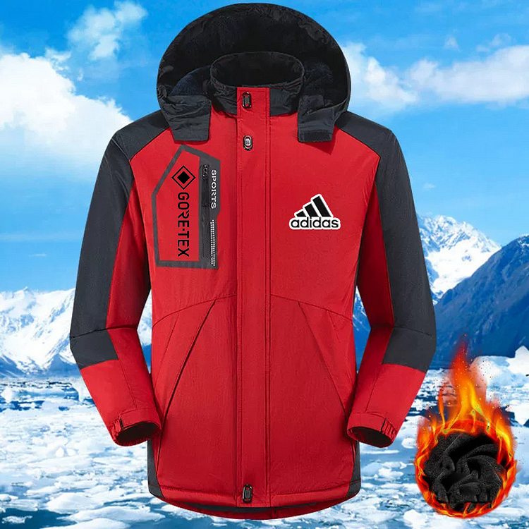 Zamatová hrubá teplá bunda Adidas plus