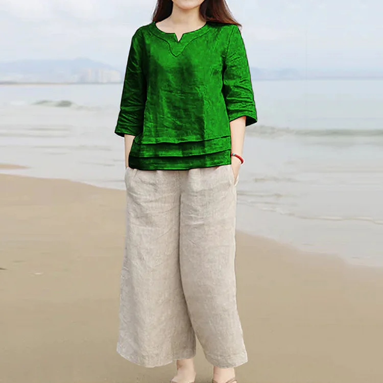 Casual Solid Color T-Shirt Two-Piece Set