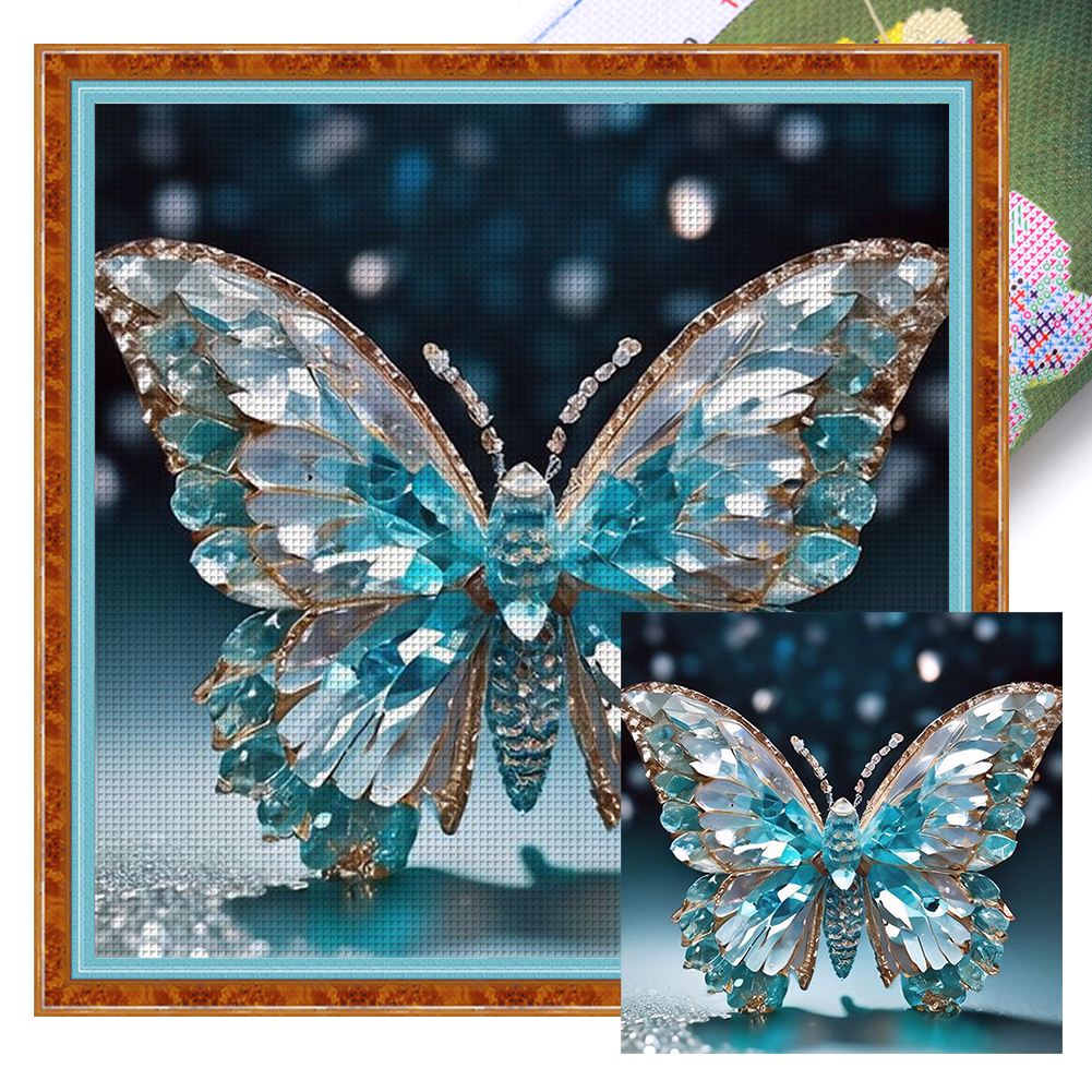 Crystal Butterfly Full 11CT Pre-stamped Canvas(40*40cm) Cross Stitch
