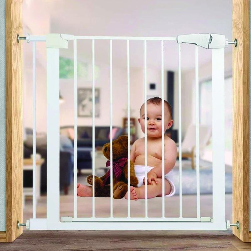Wide Baby Walk Through Fence Gate With Door Pressure Mounted