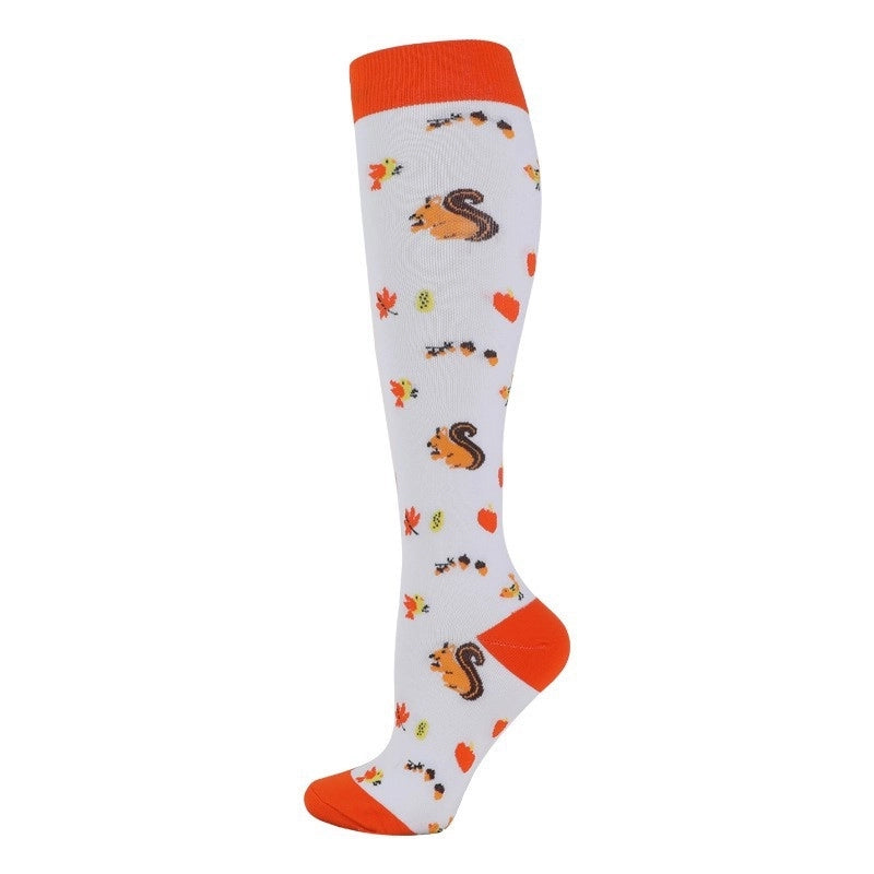 Compression Socks Calf Socks Printed Elastic Socks Sports Cycling Running Yoga Socks Men’s Long Tube Compression Socks Women