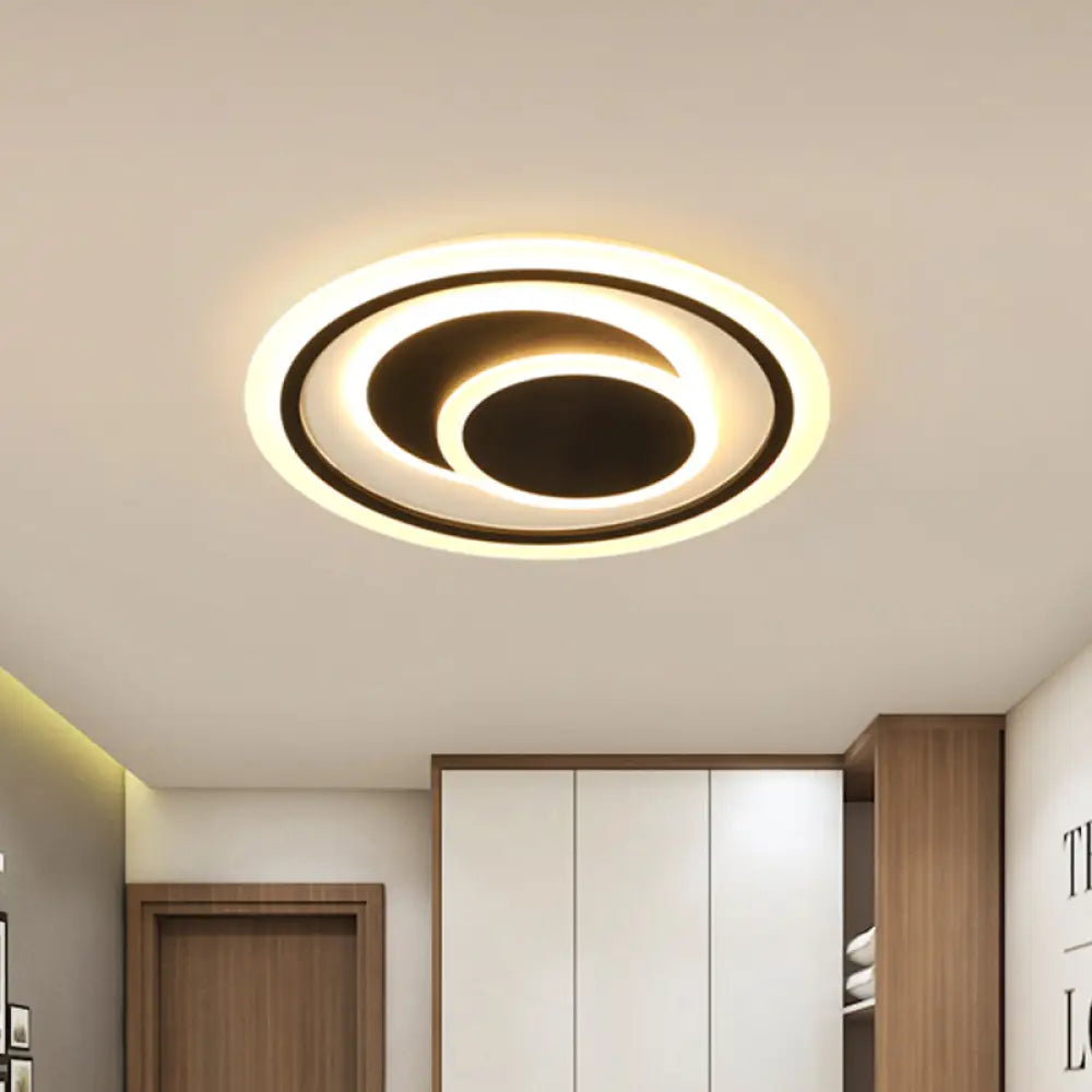 Simplicity Led Flush Mount Ceiling Light Fixture With Acrylic Shade - Black 3 Rings 16.5&rsquo;/20.5&rsquo;