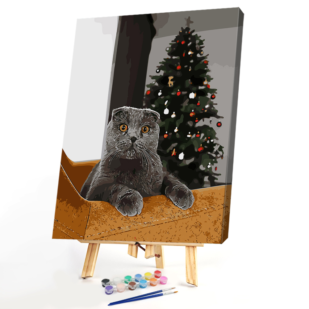 

40*50cm - Paint By Numbers - Christmas Black Cat, 501 Original