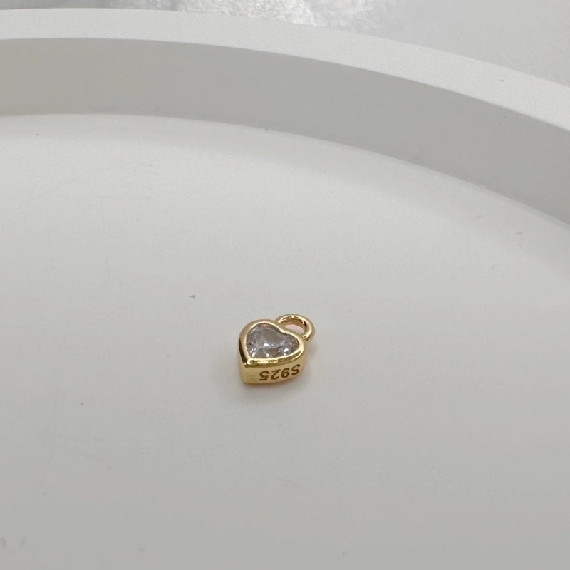 1 Piece 925 Sterling Silver Zircon 22K Gold Plated Rhodium Plated Round Dots Water Droplets Heart Shape Pendant