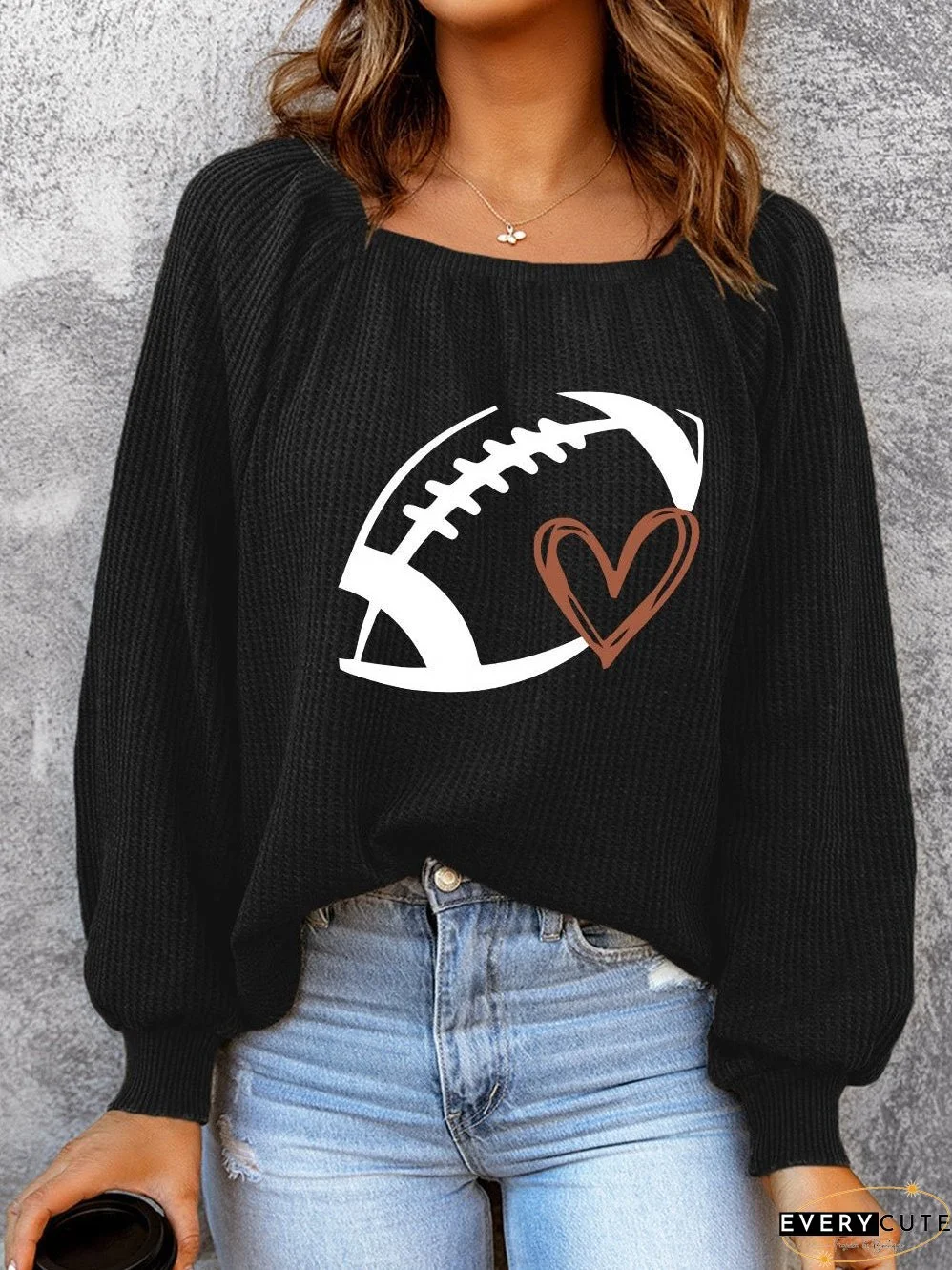 Stylish and Comfortable Waffle Knit Football Top