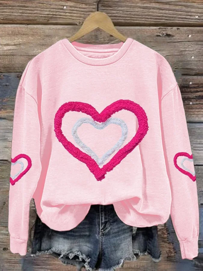 Women's Valentine's Day Printed Long Sleeve Sweatshirt