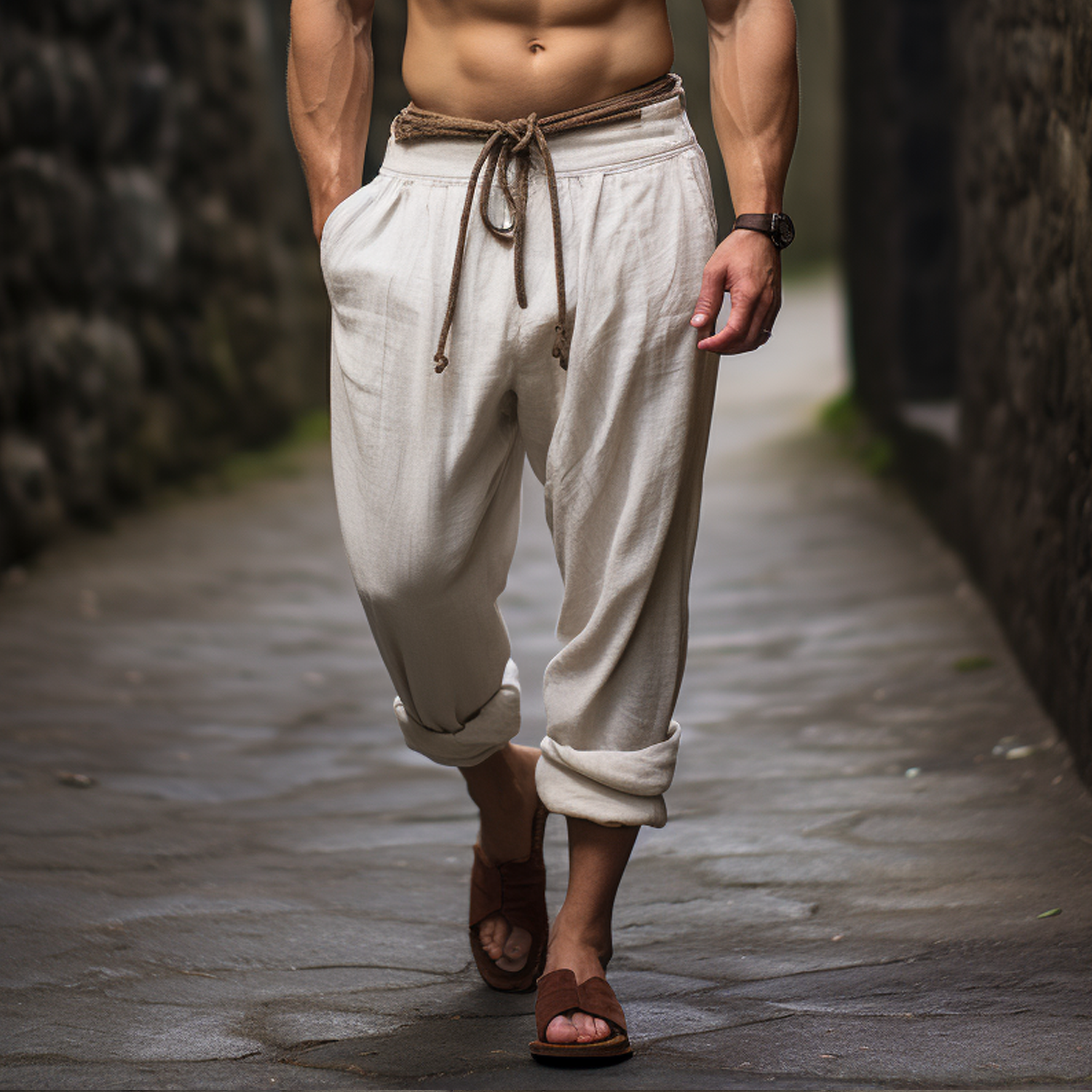 Men's Breathable Linen Casual Pants / TECHWEAR CLUB / Techwear