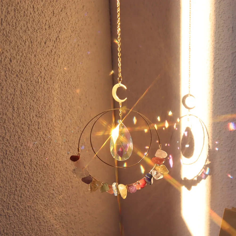 Crystal Sun Light Trapping Wind Chime Pendant Prism Lighting Catching Decor