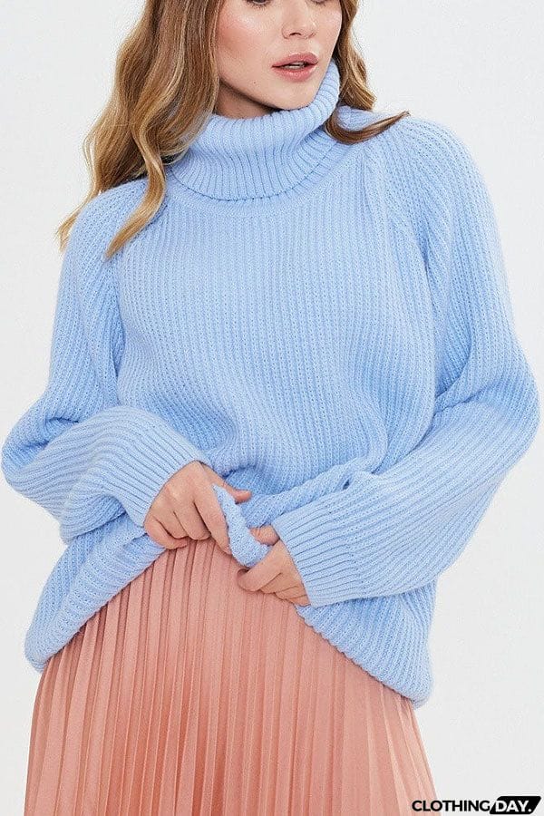 Turtleneck Pullover Loose Knit Sweater