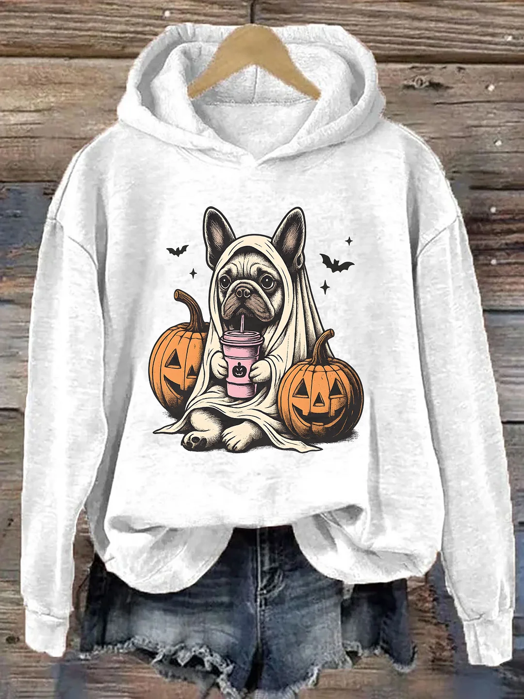 Halloween Shirt French Bulldog Ghost Hoodie