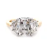 18K White Gold & Yellow Gold 4.5ct Old Mine Cut & Step cut Eldorado Lab Diamond Three Stone Ring
