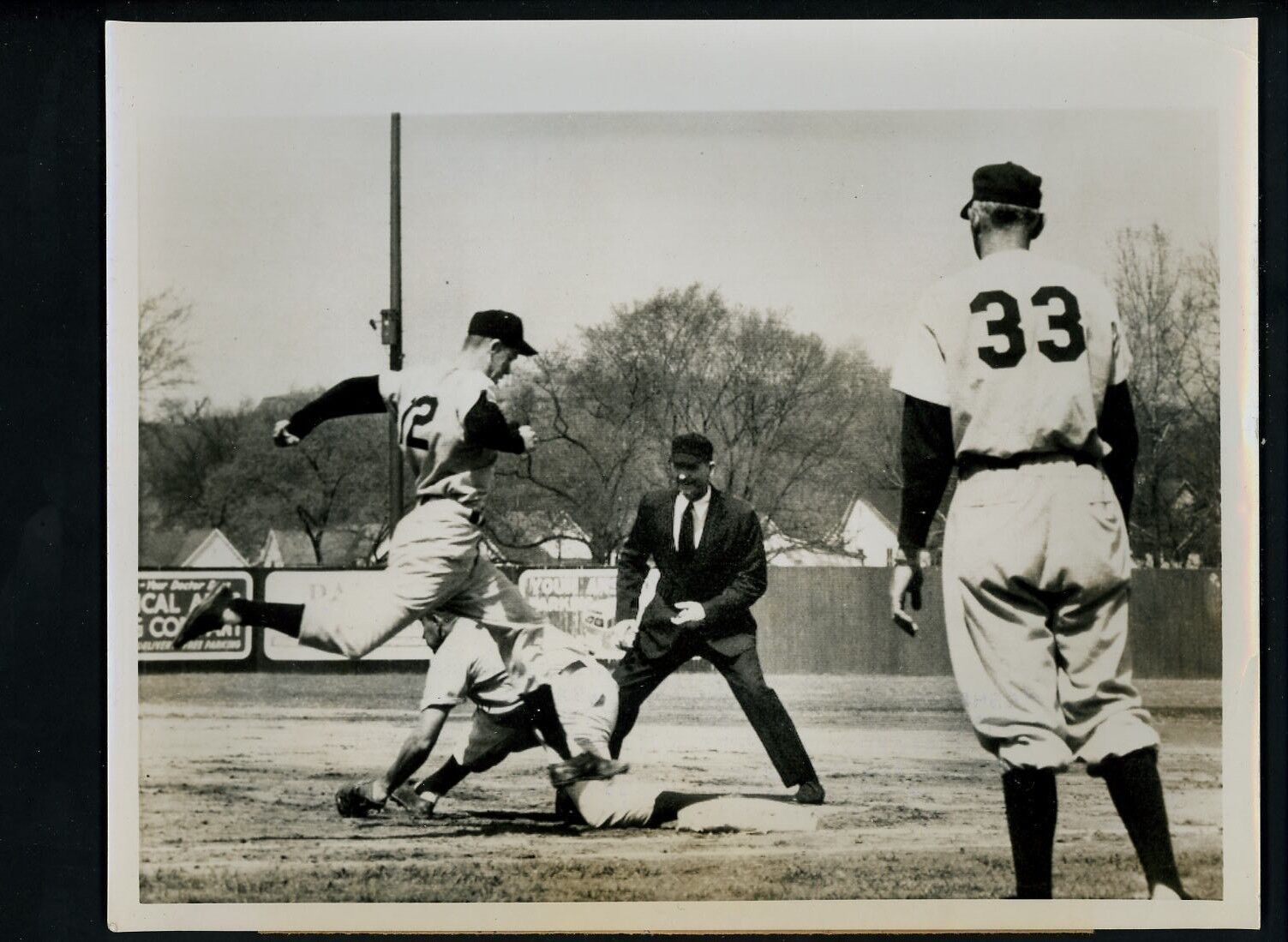 Gil McDougald Tom Hamilton Dickey 1955 Press Photo Poster painting Yankees Birmingham Barons