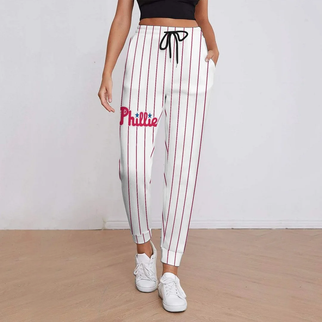 Plus Size Long Pants with Pockets in Pattern Striped, Red, White