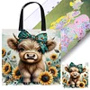 Sunflower And Highland Cattle-11CT DIY Stamped Cross Stitch Shopping Bag 40*40cm