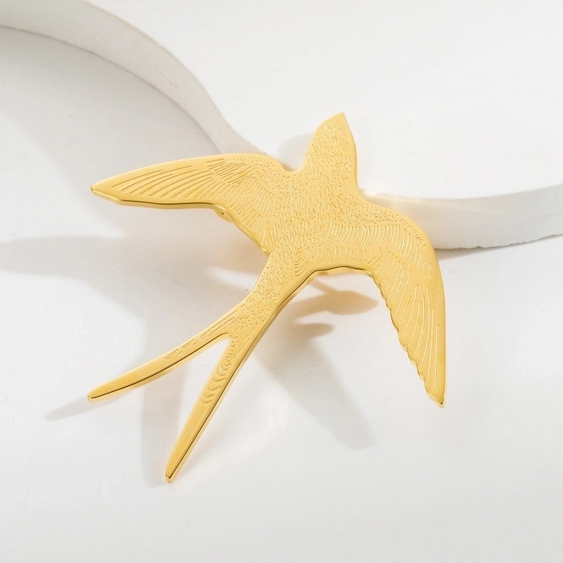 Vintage Style Animal Feather Flower 304 Stainless Steel Polishing Plating Unisex Brooches 1 Piece