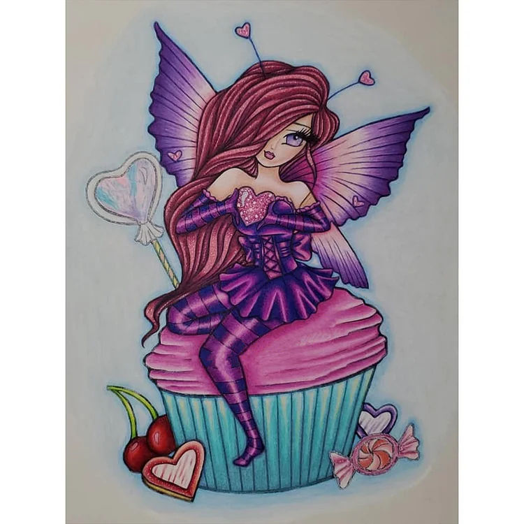 Full Round Diamond Painting - Butterfly Girl On Cake 30*40CM