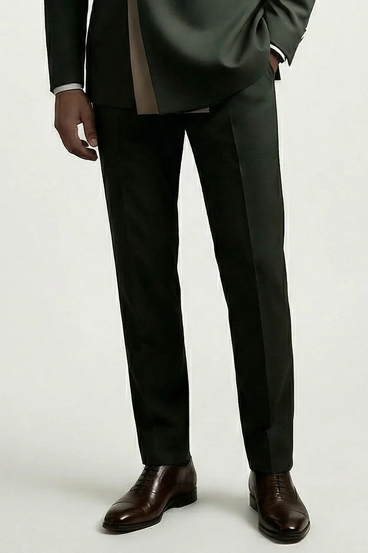 Men's Olive Green Straight Leg Trousers Tailored Luxury Men's Suit | Mrbuerly Men's Olive Green Straight Leg Trousers Tailored Luxury Men's Suit | Mrbuerly