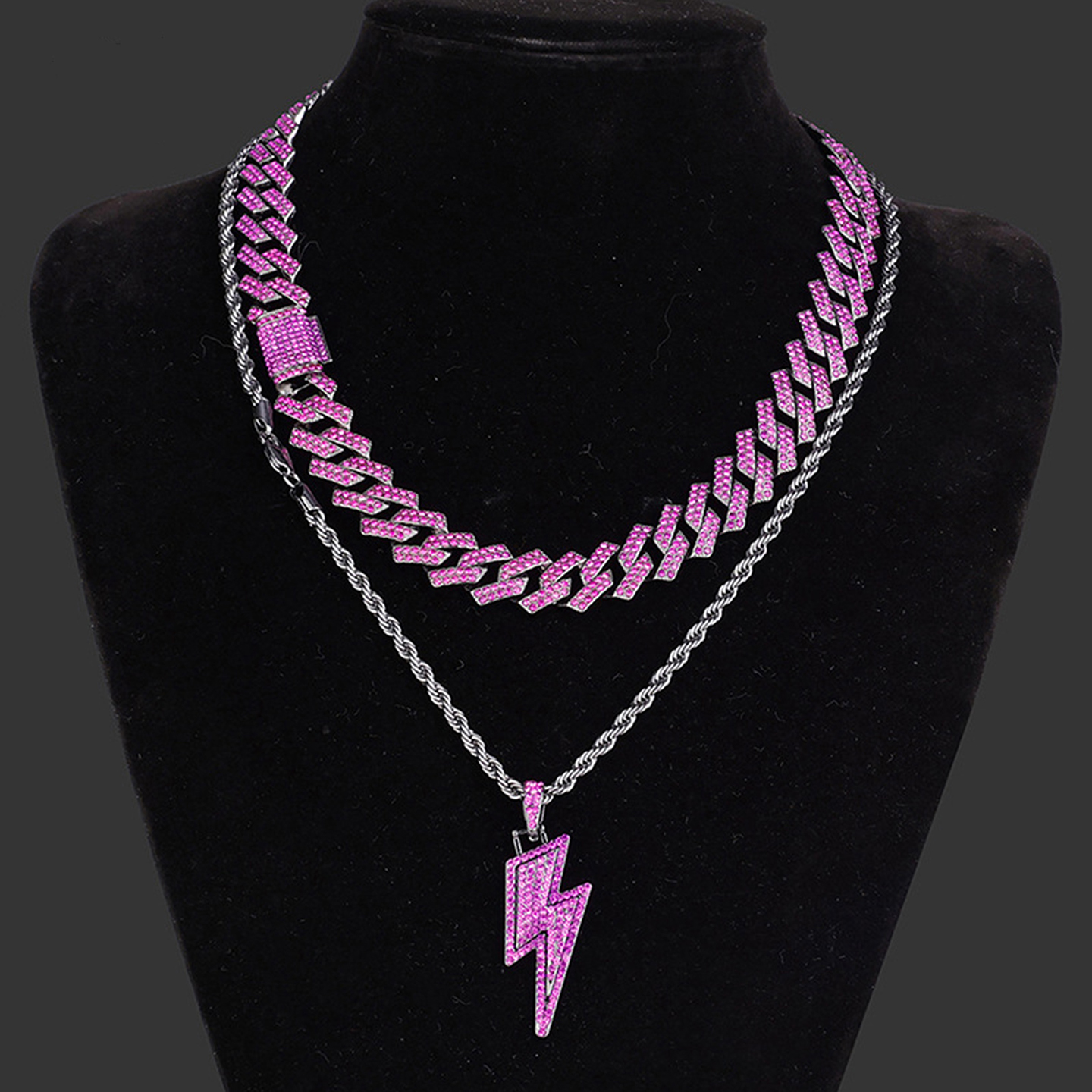 Hip Hop Stacked Dark Diamond Necklace - SOPULA