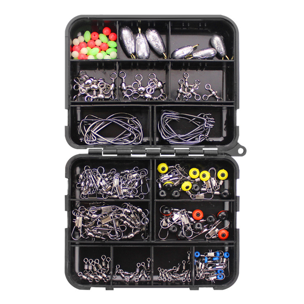 

160pcs Fishing Accessories Kit Jig Hooks Sinker Weight Fishing Swivels Snap, 501 Original