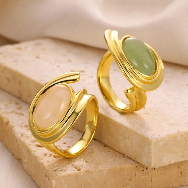 IG Style Elegant Classical Geometric 304 Stainless Steel Howlite Open Rings In Bulk