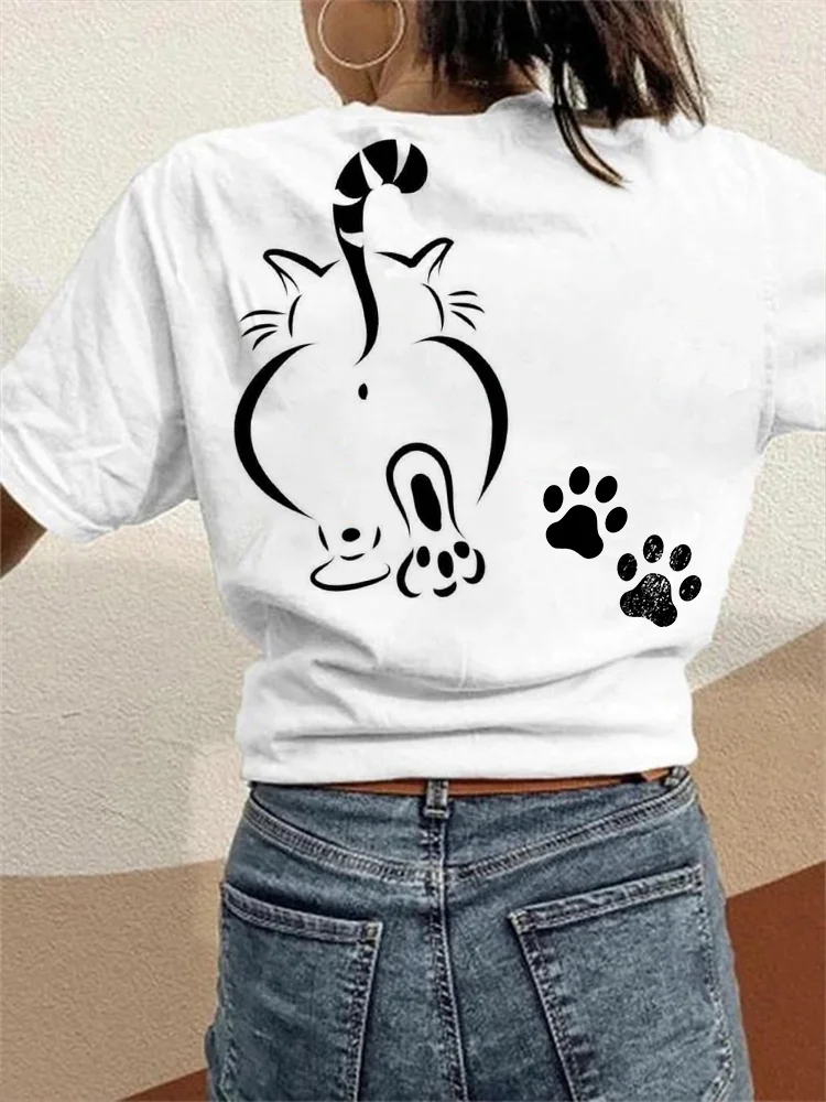 Lovely Cat Butt & Paw Prints T Shirt