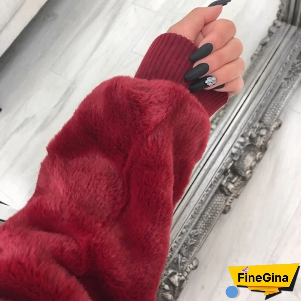 Winter Women Warm Hooded Coat Ladies Warm Plush Hooded Women Faux Fur Coat Winter Warm Zipper Jacket Plus Coat