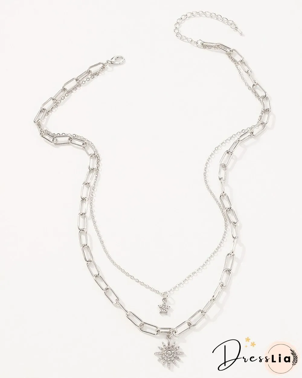 Sun & Star Pattern Multi-layer Chain Necklace Pendant